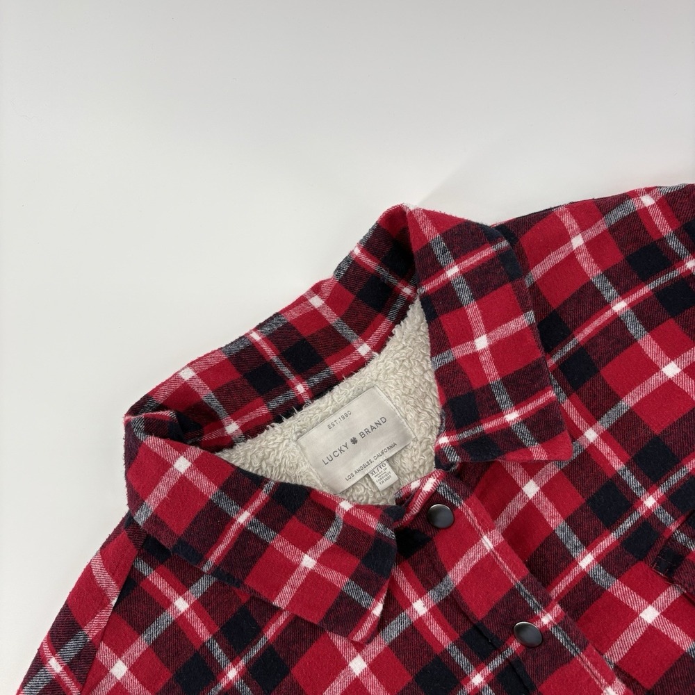 Lucky‎ Brand Shacket Womens XL Sherpa Lined Plaid Snap Up And Pockets COMFY